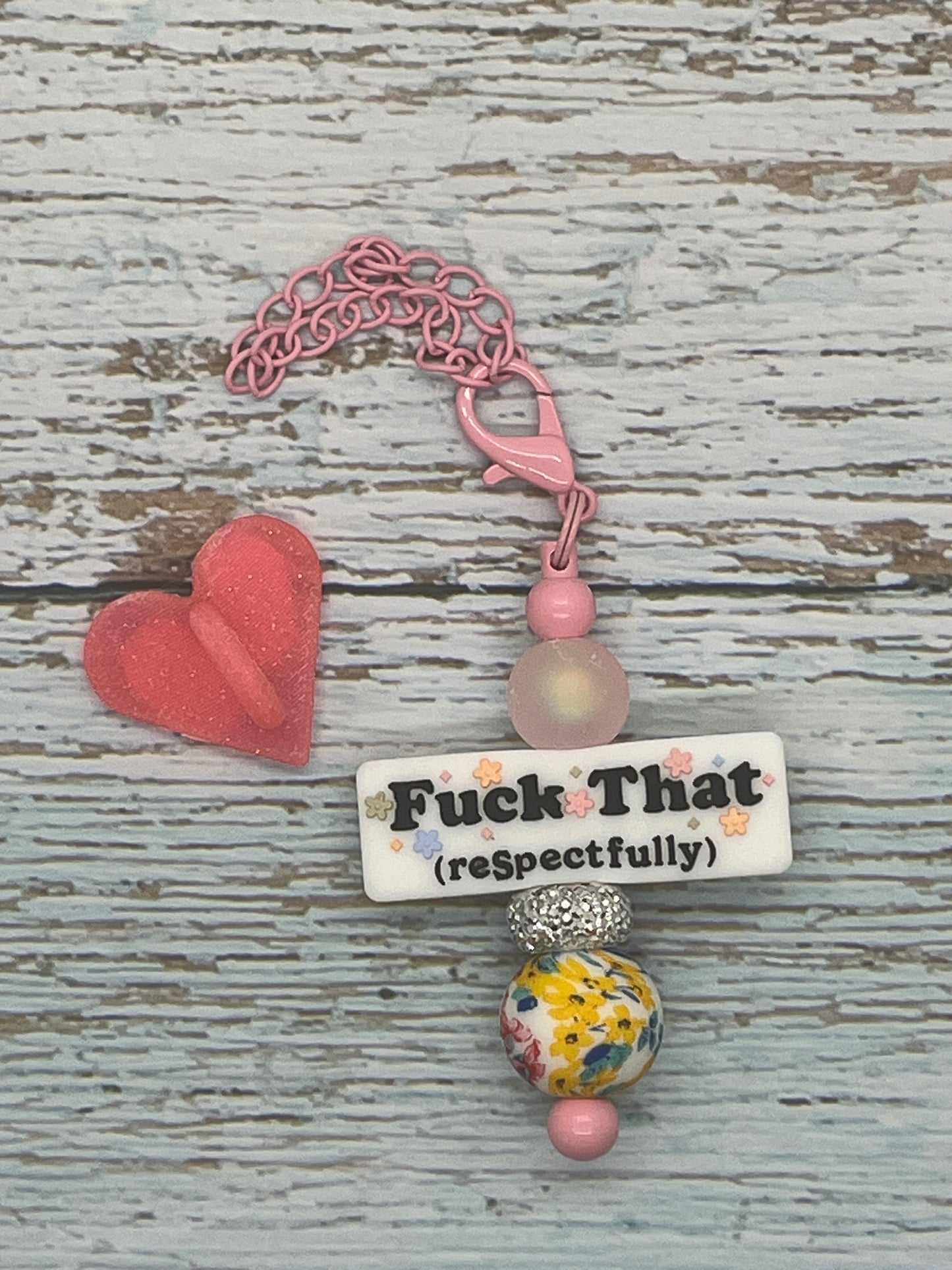 Bad Word/Sassy/Funny Cup Charm with Heart Hook